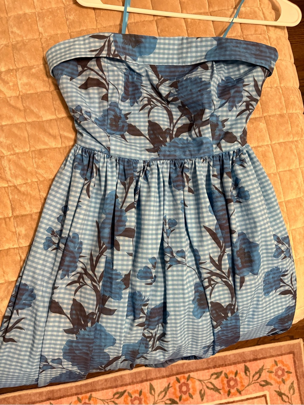 Badgley Mischka Sky and Navy Floral Strapless Maxi Dress - Picture 4 of 5